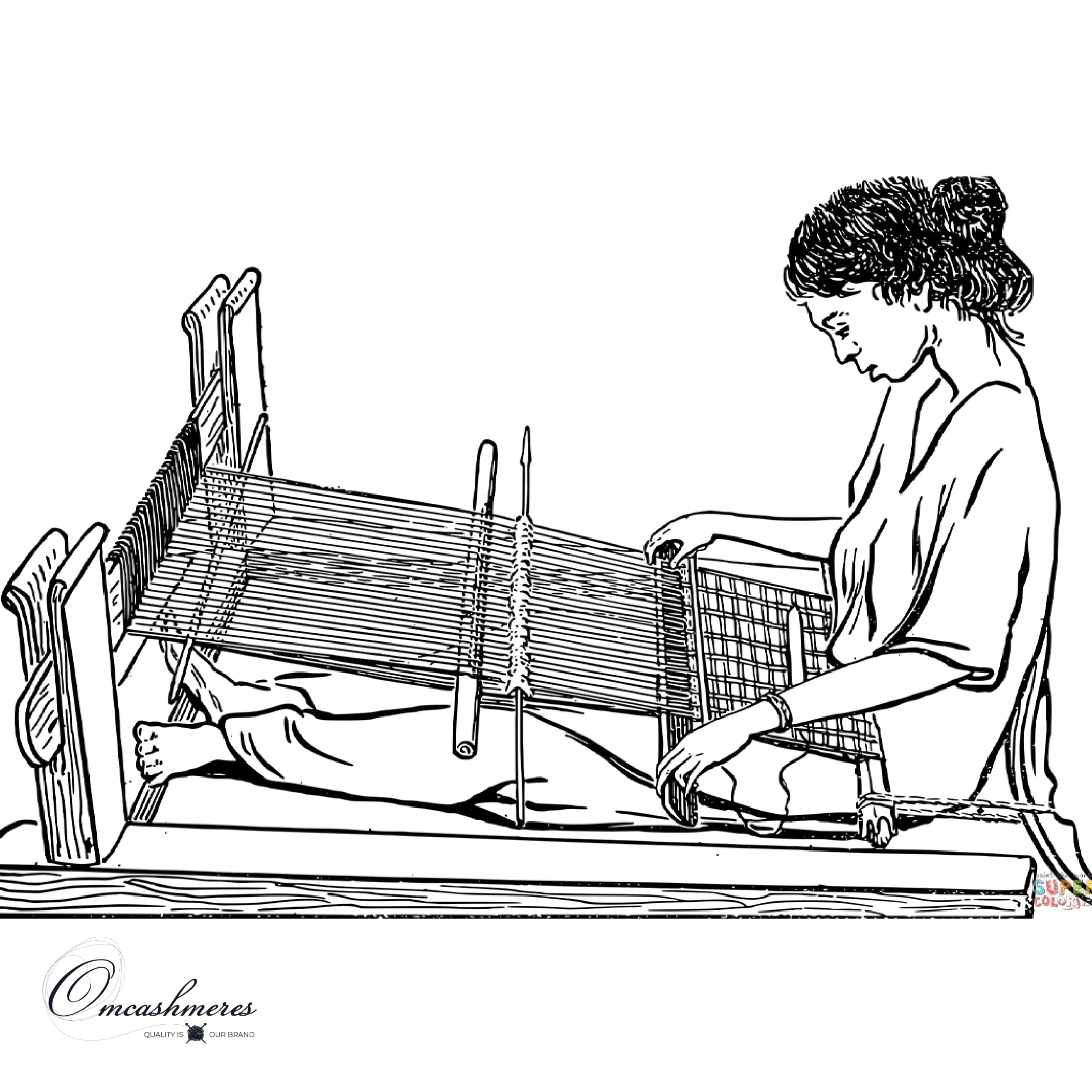 Women Weaving Cashmere Thread
